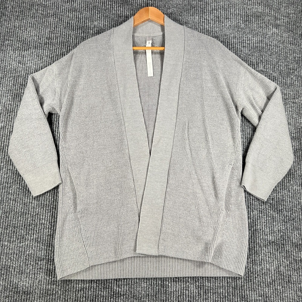 Lululemon Sweater Wrap Womens 4 Gray Long Sleeve Yoga Casual Knit